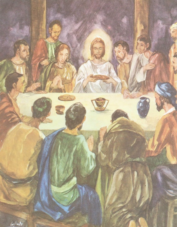 Vintage Bible Illustration The Last Supper by BlueGrizzlePapers