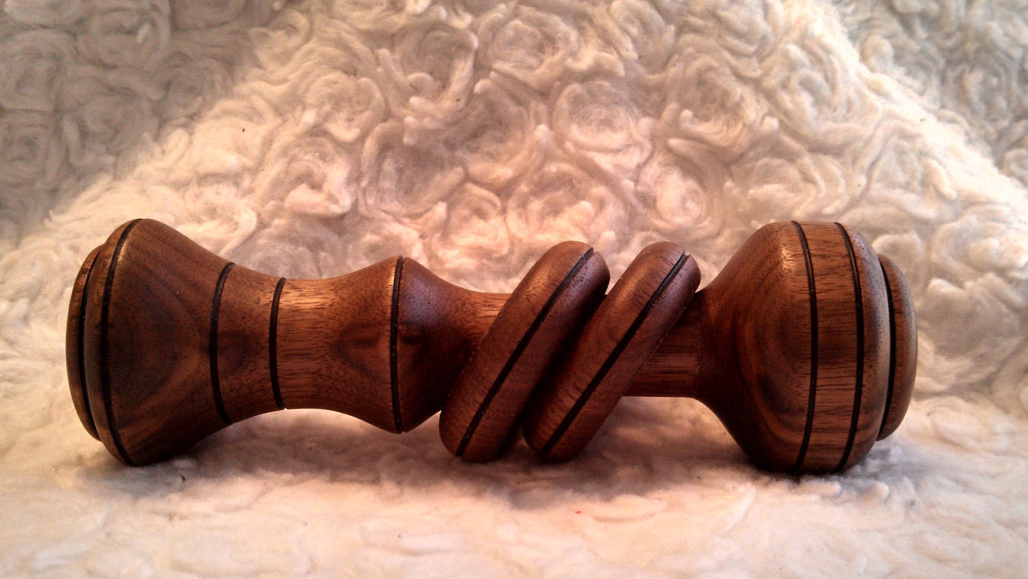 Walnut Baby Rattle Handmade Wood Turned Heirloom
