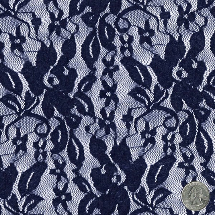 Navy Stretch Lace Fabric Wedding Bridal Lace by LaceFabrics