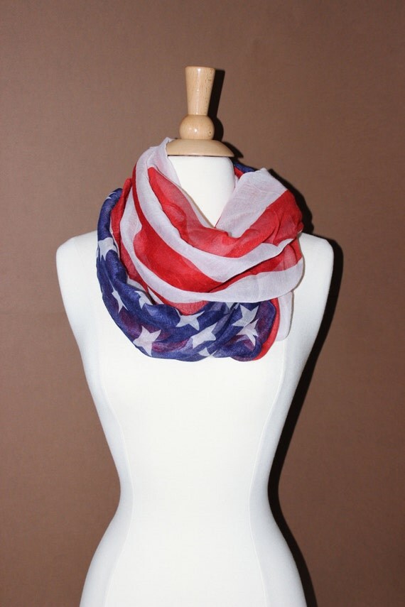 American Flag Infinity Scarf Red White Blue Infinity Scarf
