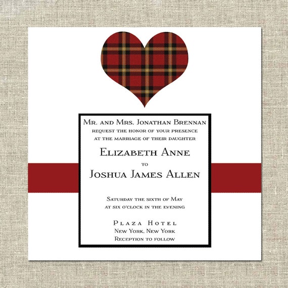 Items Similar To Scottish Wedding Invitation Tartan Heart Custom   Il 570xN.427791730 Prg7 