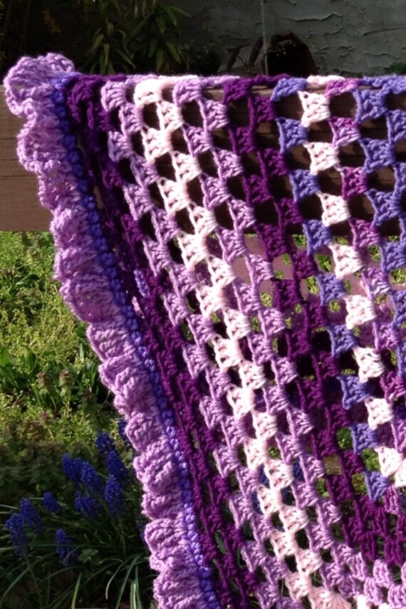 Items similar to Purple Crochet Baby Blanket - Lavender ...