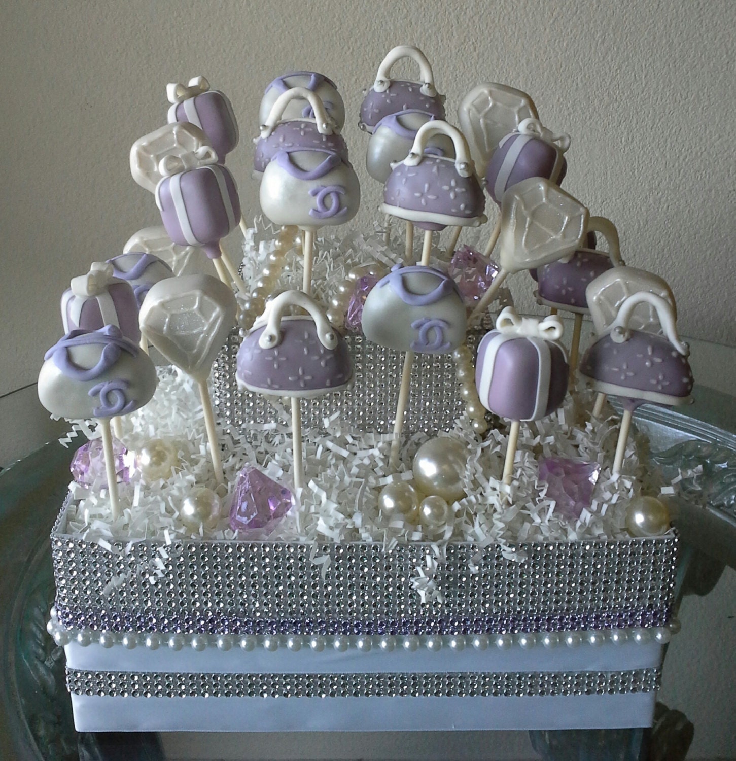 LAVENDER Rhinestone Cake Pop Display Stand Holder