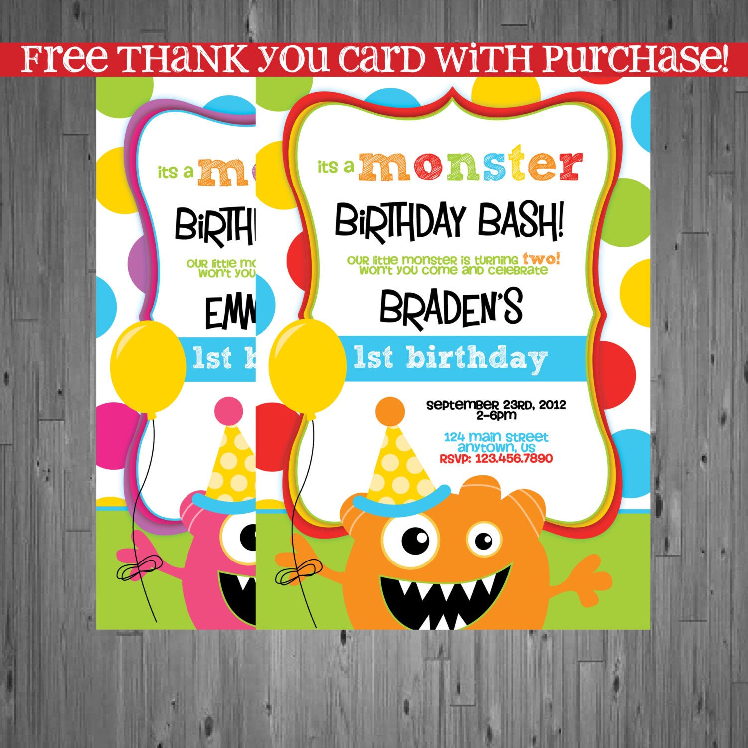 monster Birthday Invitation first birthday by AbbyReeseDesign