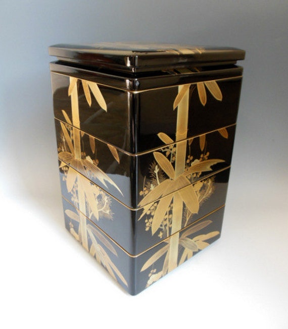 Items similar to Japanese Lacquer Bento, Stacking Lunch Box on Etsy