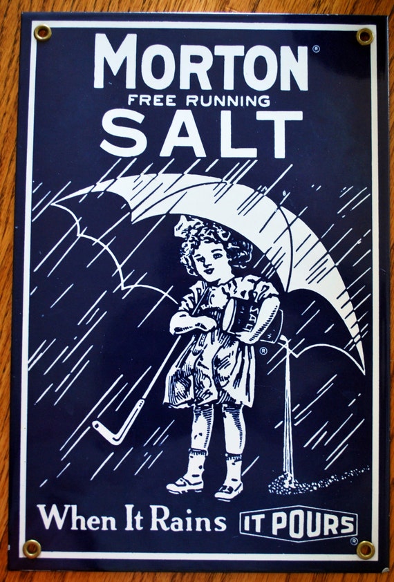 When it Rains it Pours Blue Vintage Morton Salt Girl Porcelain