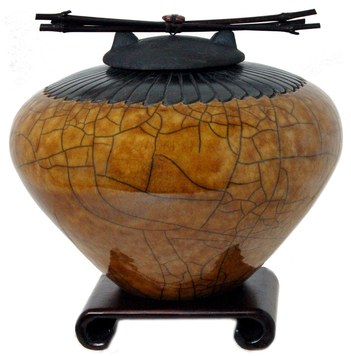 Feather Raku Cremation Urn