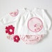 A knitted sweater with diaper cover - a sweet pink and green flowers and circles. Baby girl. 100% cotton. READY TO SHIP size