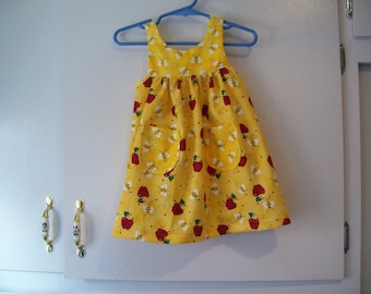 Infant Sundress, Bumble Bees & Apples, Last One in This Fabric--Size 6-9 Months