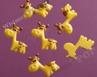 5 - OVERSTOCK SALE Kawaii Yellow Giraffe Cabochons, Resin Flatback Cabochons, 27mm (R6-016)