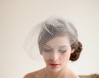 Double Layer Birdcage Veil, Blusher Veil, Tulle Veil, Wedding Veil, Mini Veil - Jane Style 7413