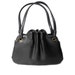 1960s Black Leather Cinched Handbag / Mad Men / Small Purse / Womens Vintage Purse Handbag