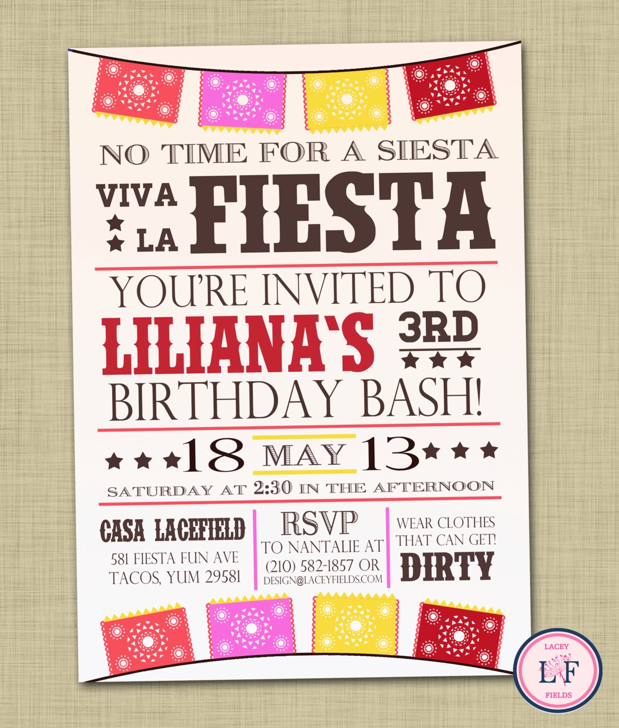 Fiesta birthday party invitation printable mexican by laceyfields I Know When The Party Is In Spanish