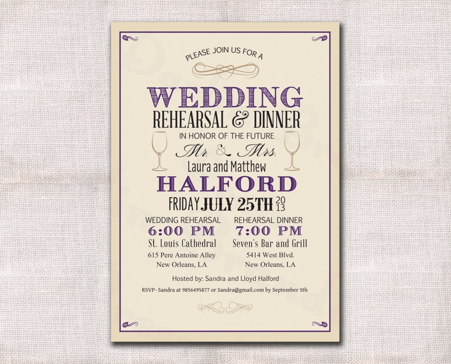 Wedding Rehearsal Invites 5