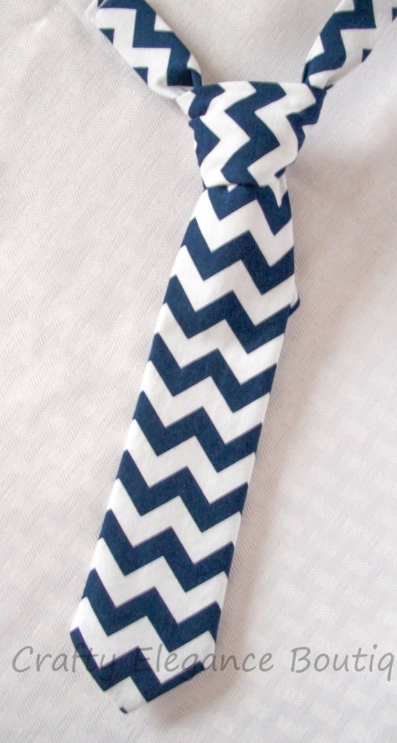Kids Necktie 'Navy Blue Chevron'Baby Neck Tie by craftyelegence