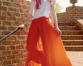 Harem Pants - Orange - Lounge Pants - Meditation - Yoga Retreat - Hippie Pants - Comfortable - THE GODDESS PANTS