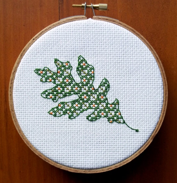 Oak Leaf Cross Stitch Pattern Digital Download PDF