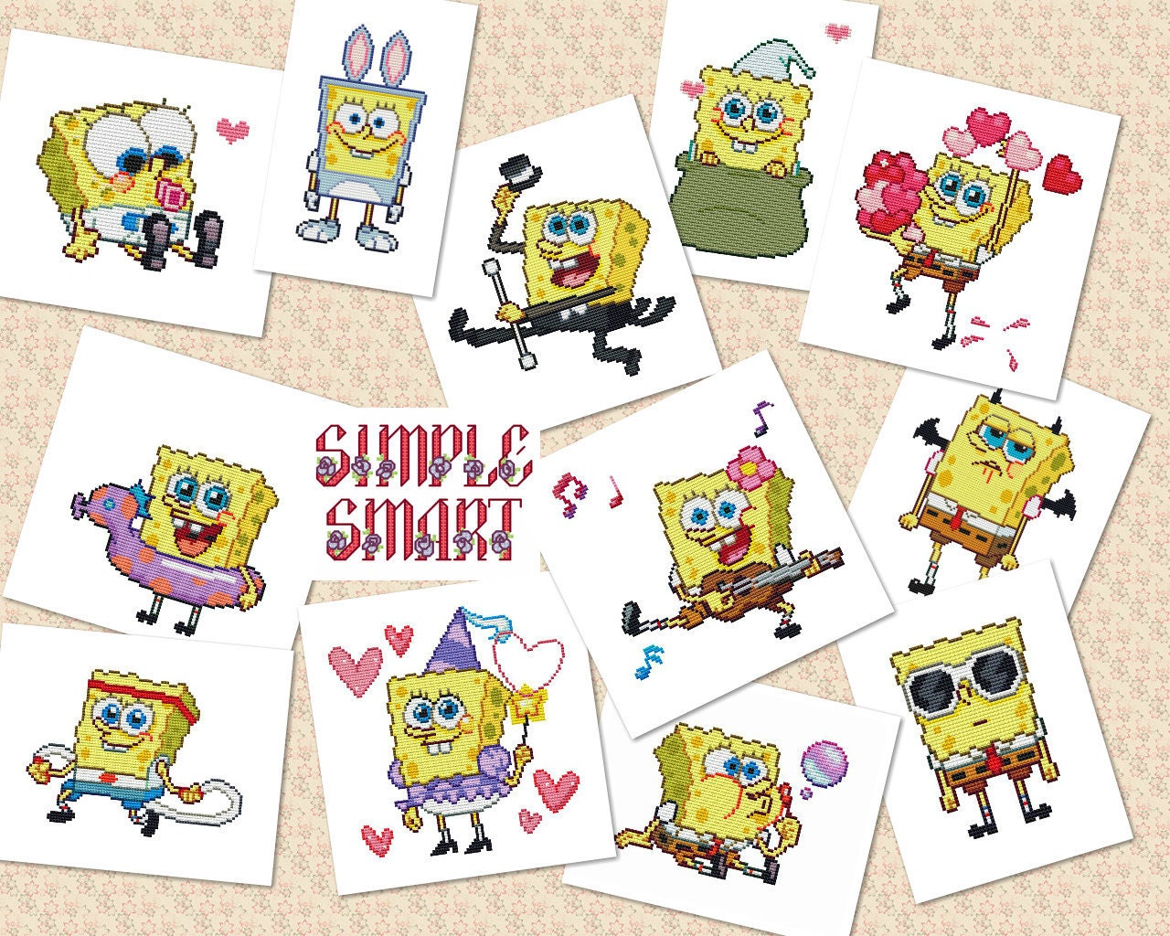 SpongeBob SquarePants Cross Stitch Pattern by SimpleSmart on Etsy