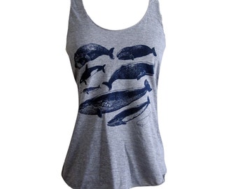 Whale Tank Top - Narwhal Whale American Apparel Tri-Blend Tank - Available in sizes S, M, L