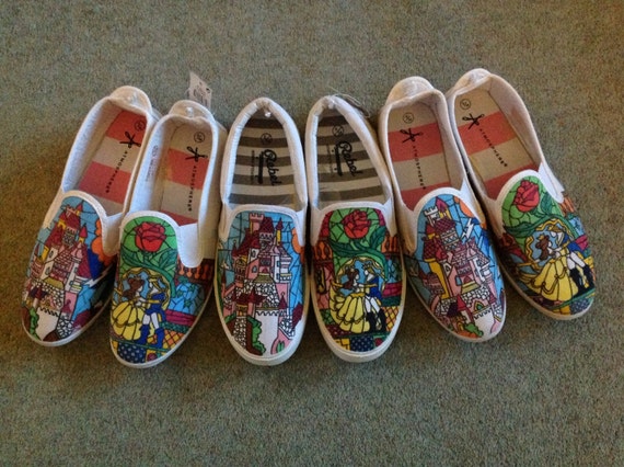 Disney Beauty and the Beast Inspired canvas shoes by Zarahbelle