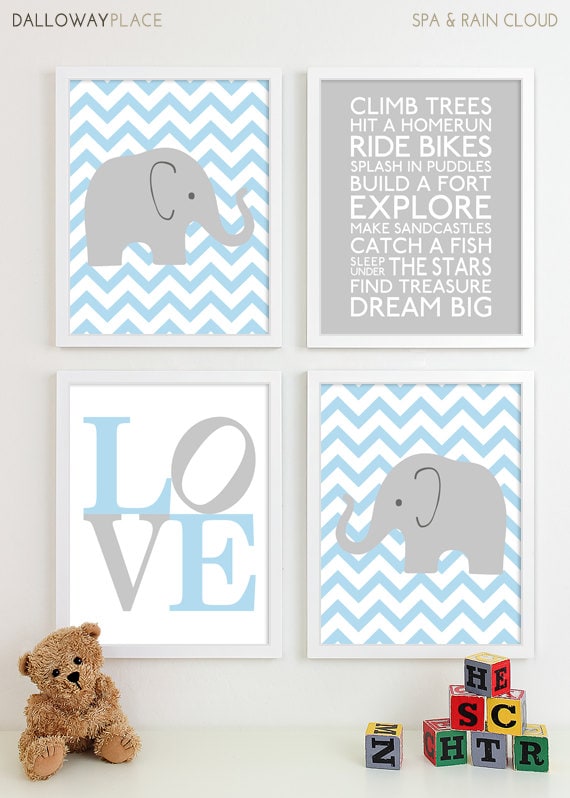 Baby boy kinderzimmer kunst chevron elefant von dallowayplacekids
