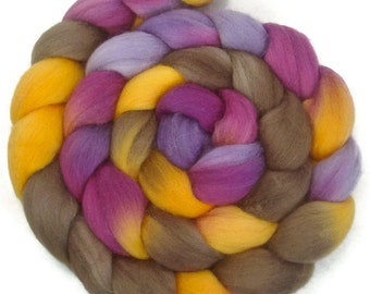 Handpainted Polwarth Wool Roving - 4 oz. CROCUS - Spinning Fiber