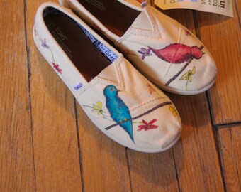 Birds and Wildflowers Custom TOMS Shoes by shandke on Etsy