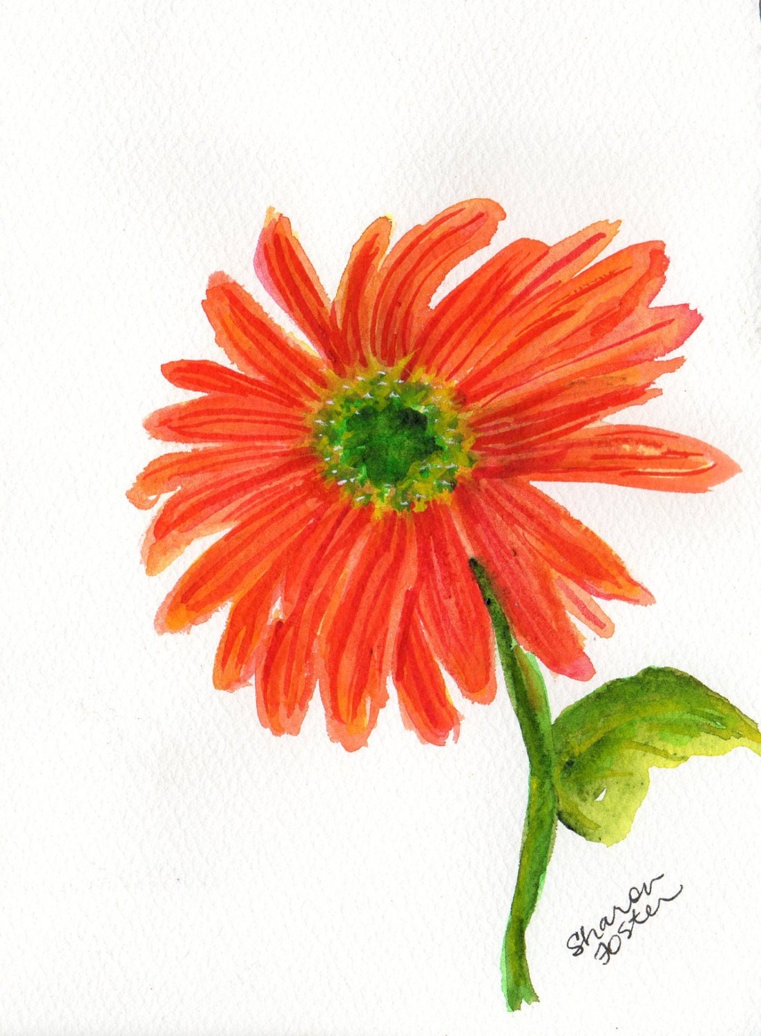 Orange Gerbera Daisy painting Original by SharonFosterArt on Etsy