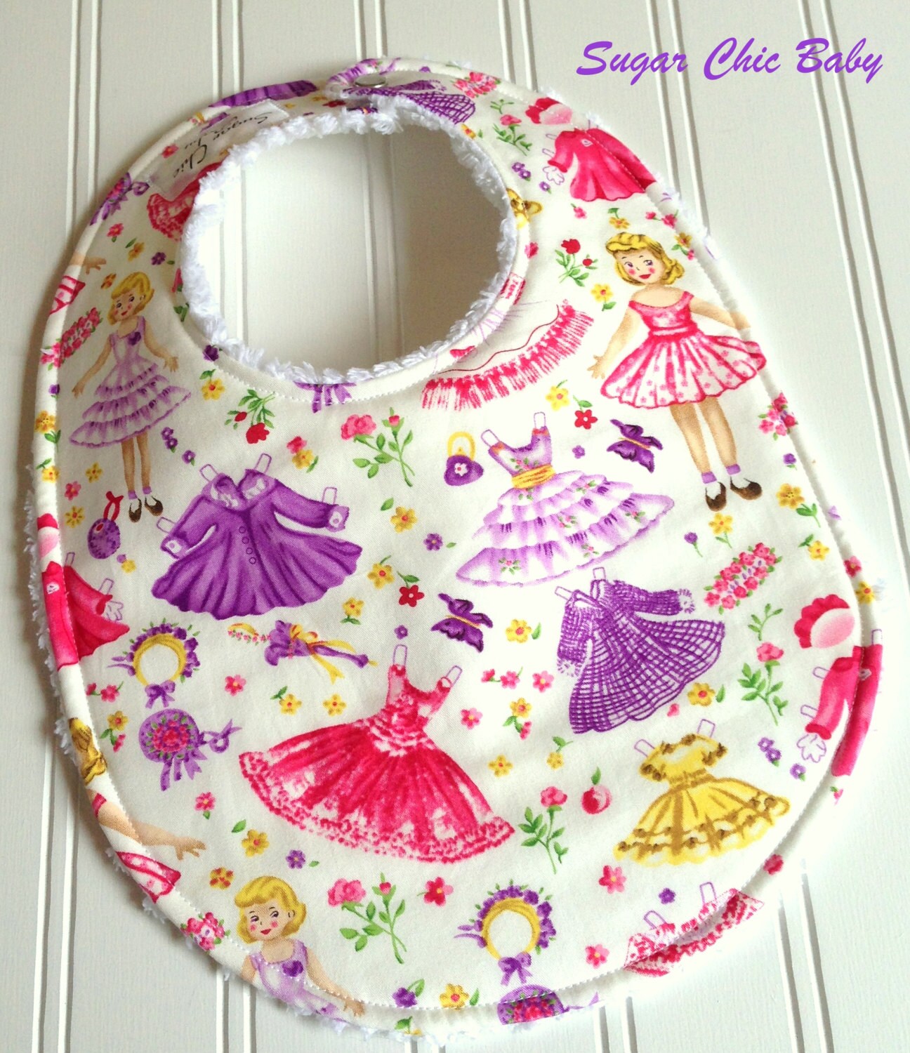 SALE Baby Bibs for Baby Girl Triple Layer Chenille