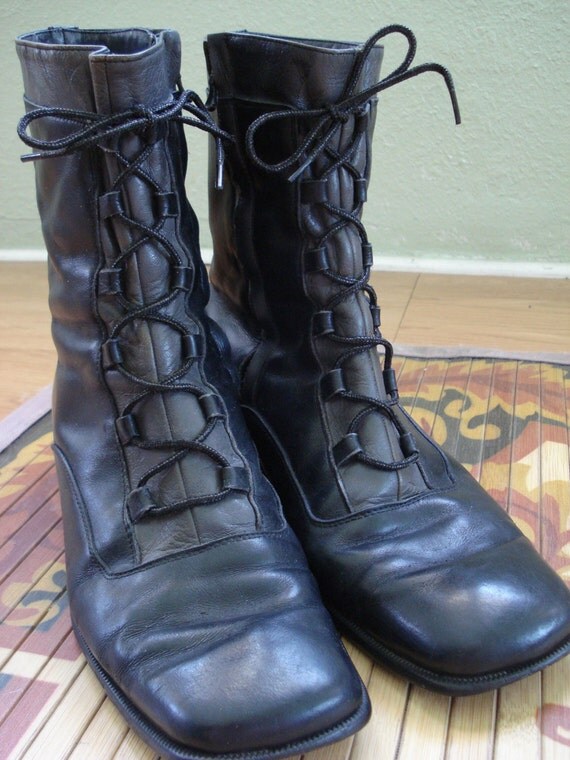 Vintage 1980s Mens Boots Black Combat Boot Size 10 By Bycinbyhand   Il 570xN.466232548 D3tz 