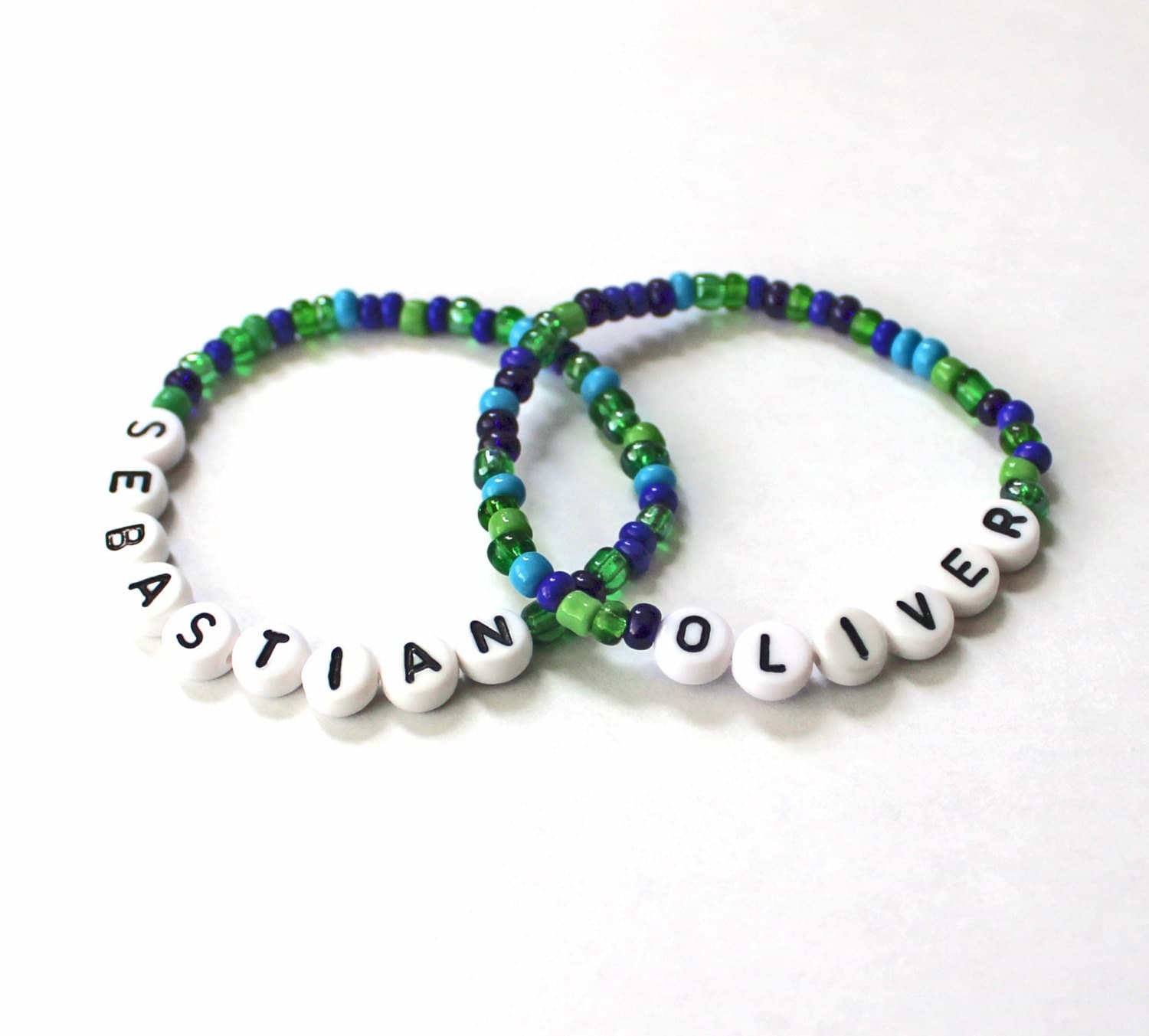 Blue Green Color Bracelet Personalized boys name bracelet