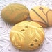 Green button, yellow button, fabric covered buttons , embroidered buttons, size 75 buttons