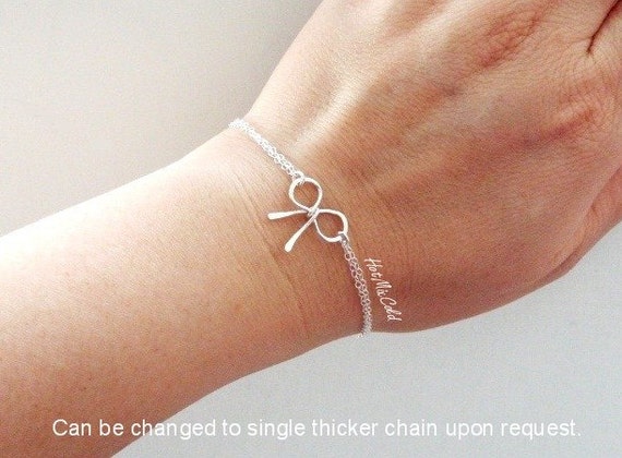 Bow Bracelet Sterling silver bow Jewelry Bridesmaid bracelet Tied the ...