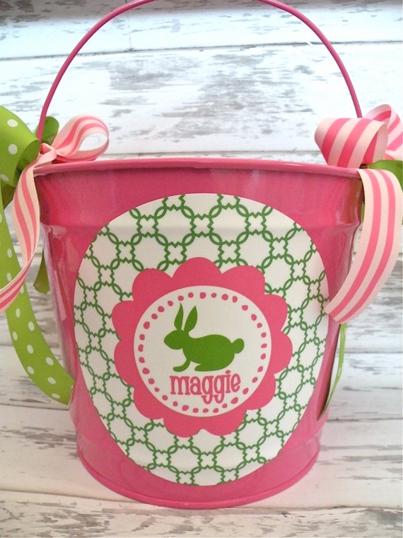 Items similar to custom personalized 10 QUART name bucket in pink and