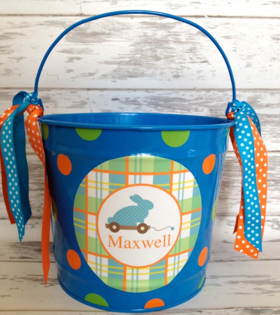 Items similar to custom personalized 10 QUART name bucket in blue