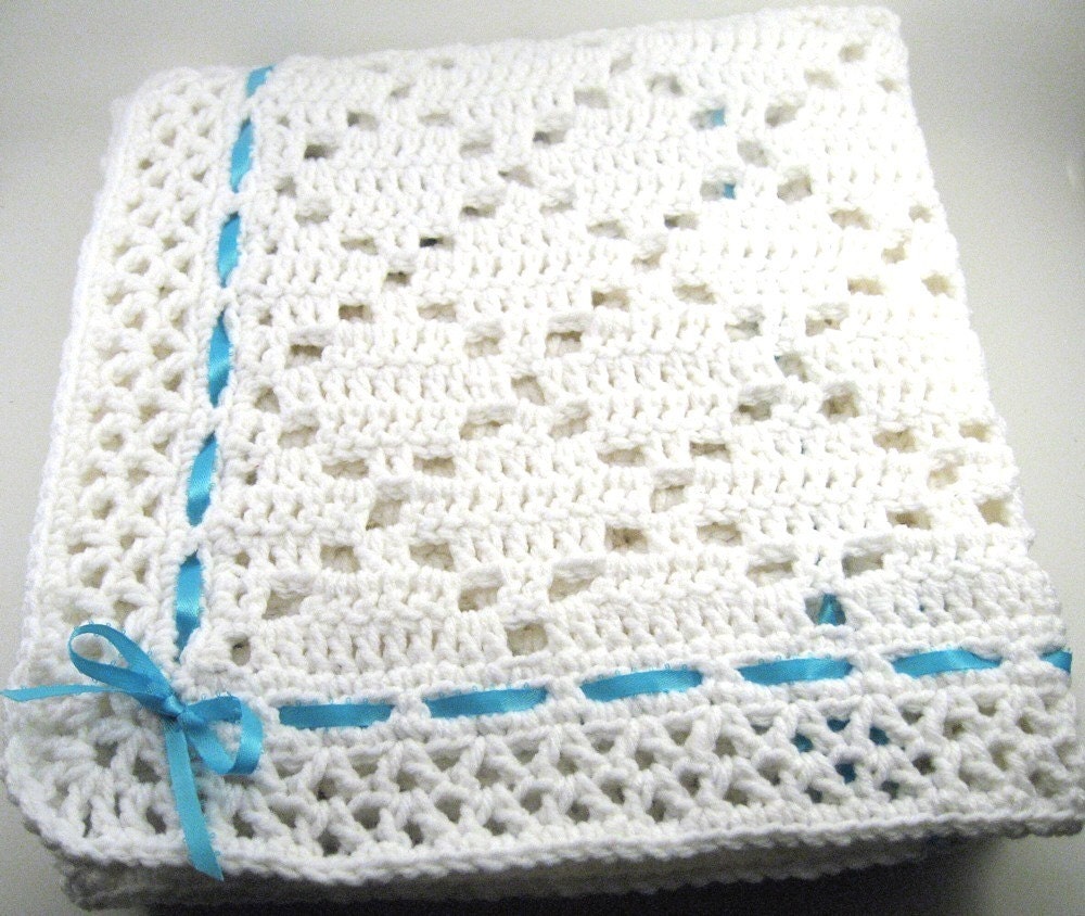 PDF Pattern Crocheted Baby Afghan DIAMOND LACE Baby Afghan