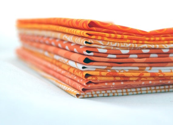 10 Orange Fat QUARTER Bundle Quilting Fabric