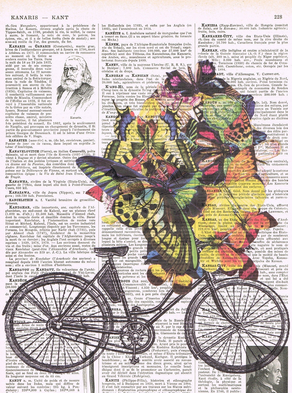 Bicycle BikeButterflies.Collage.Fantasy. by JackieBassettArt