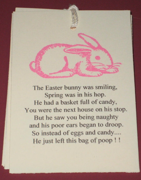 Items similar to 6 Gift Tags Easter Bunny Poop on Etsy