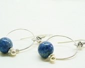 Blue Earrings Lapis Earrings Lapis Lazuli Earrings Chakra Earrings Sterling Silver Earrings Doorknocker Earrings E0908-02