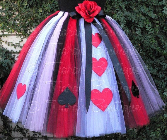Queen of Hearts - Adult Teen Pre-teen Costume Tutu - Custom Sewn Tutu - up to 36" long - For Halloween and Birthday