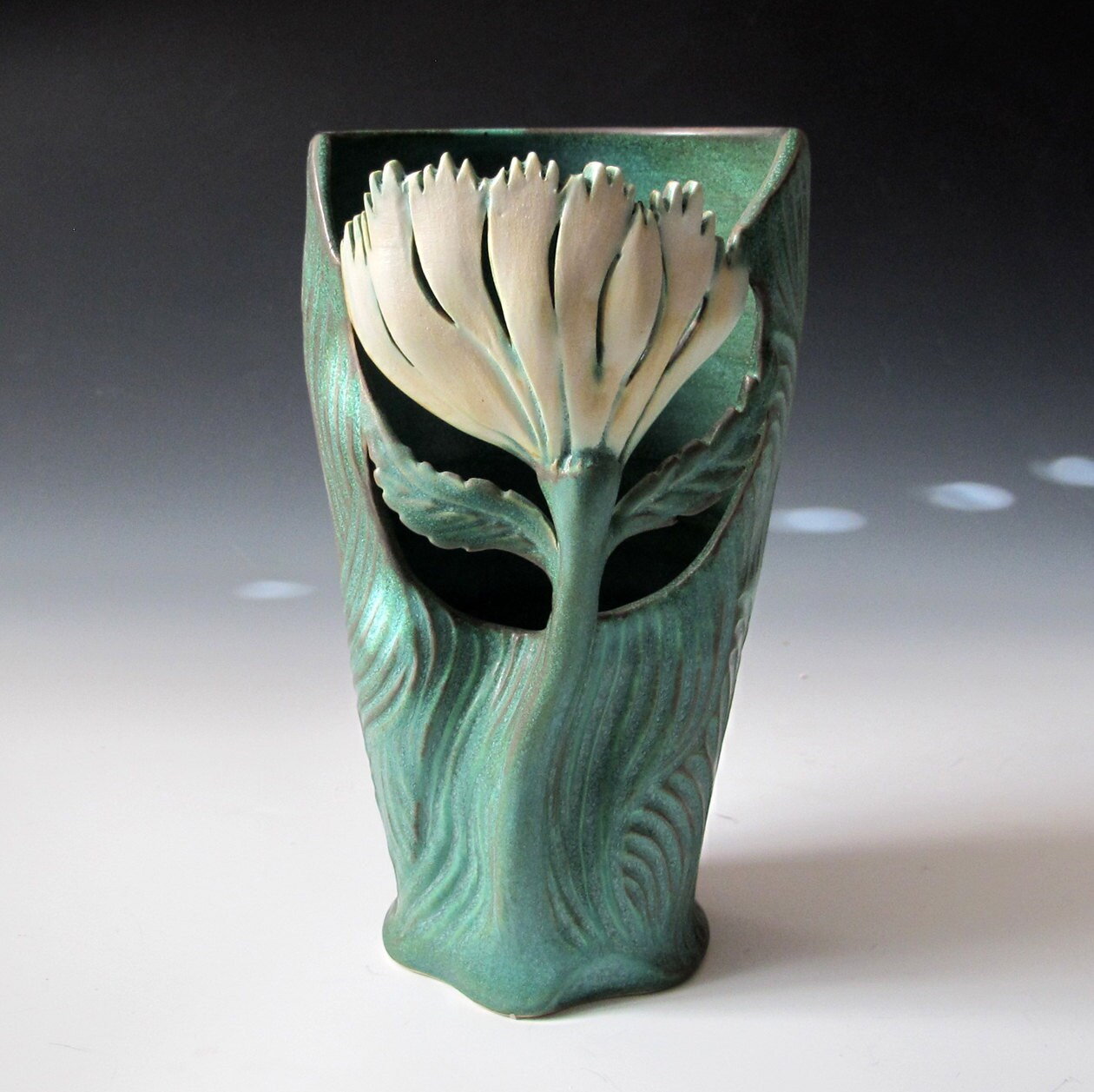 Art Nouveau style Flower Vase with carved design