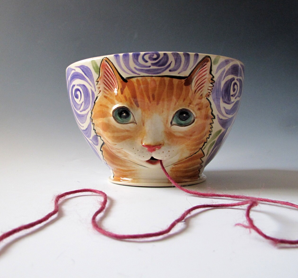 Orange Tabby Cat Yarn Bowl Knitting bowl