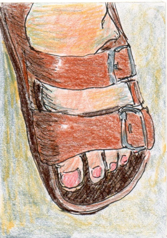 ACEO Birkenstock Sandal Original Drawing