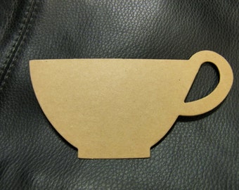 Tea Cup Die Cut from Kraft Chipboard 4.75 x 2.25 inches Tall Pack 6