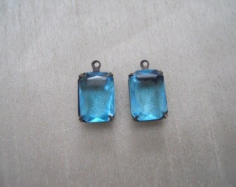Vintage Blue Mounted Faceted Glass Stones