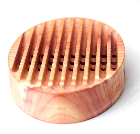 Oval Natural Cedar Wooden Soap Dish