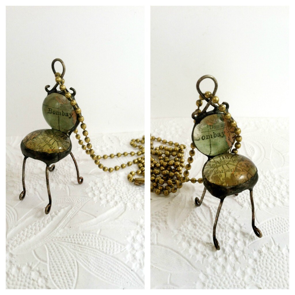 Chair Necklace Glass Map Chair Quirky Jewelry Sweetheart
