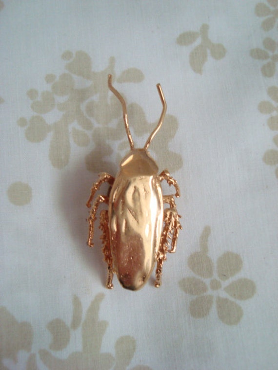 Unusual Vintage Gold Dipped Cockroach Brooch.