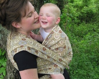 Gauze Baby Wrap sling - Neutral Medallions - DVD included, cotton, cool, airy summer wrap, baby shower gift